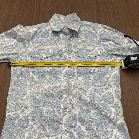 CEDAR ROSE  Women Small Long Sleeve Pearl Snap Western Shirt Blue Paisley Floral - Picture 11 of 13